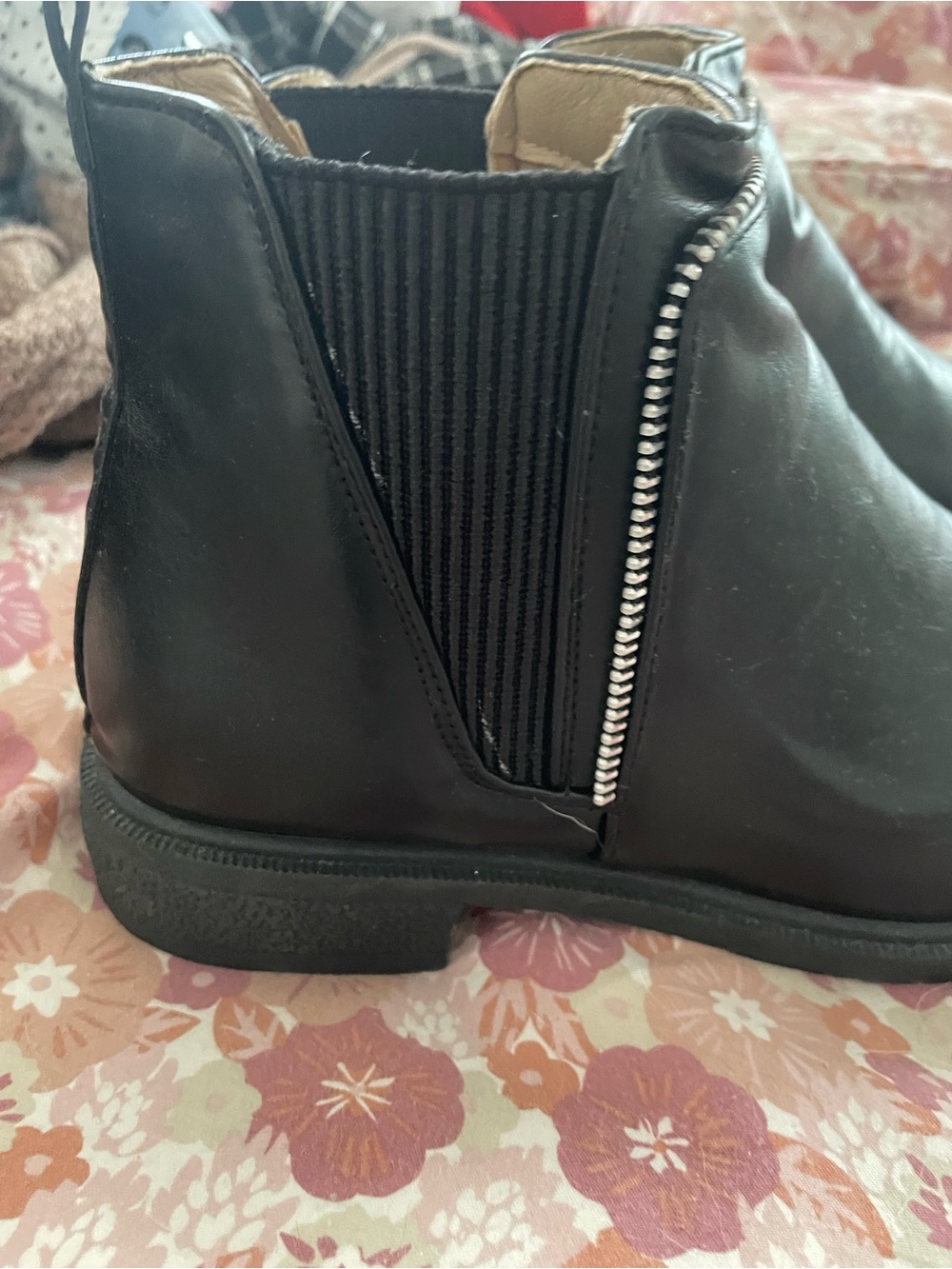 Women's Black Ankle Booties with Decorative Zip Trim - Picture 4 of 6